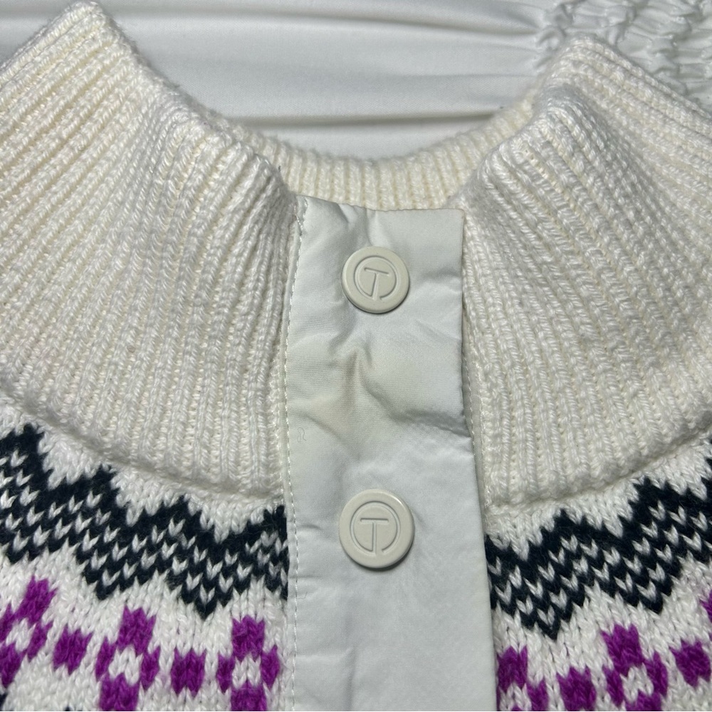 Talbots Thermolite Sweater Jacket Modern Fair Isle Snap Front Cardigan Sz Small - Picture 8 of 16